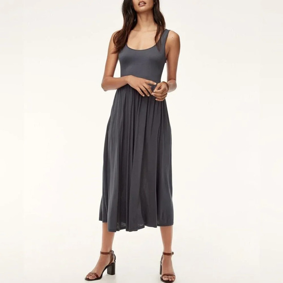 Aritzia Wilfred Free Assonance Tank Midi Dress Grey Blue Size Small - Picture 1 of 7